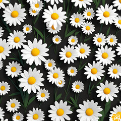 Daisy_flowers_arranged_in_a_straight_line.Generative AI