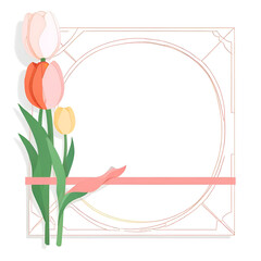 Tulip_flower_wedding_invitation_design_line_3D_illustration.Generative AI
