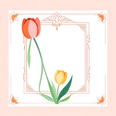 Tulip_flower_wedding_invitation_design_line_2D_illustration.Generative AI