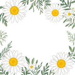 Daisy_flower_design_line_2D_white_background_simple.Generative AI