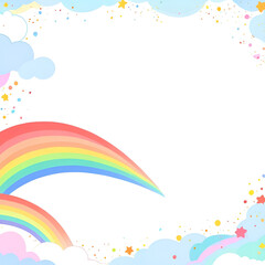 Blank_background_for_invitation_with_rainbow_2D_illust.Generative AI