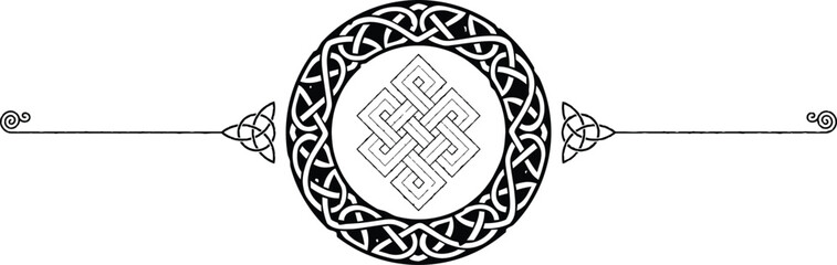 Elegant Viking Symbols Header - Triquetras, Infinity Knot - obrazy, fototapety, plakaty