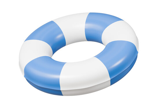 3d Inflatable blue swimming ring rubber icon. Summer and swimming concept, Time to travel concept. Minimal cartoon swimming ring creative icon. 3d rendering illustration.