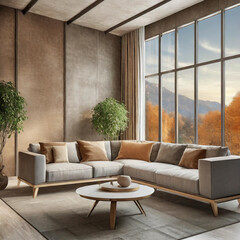 Modern Living Room in Earth Tones with a Canvas for Creativity