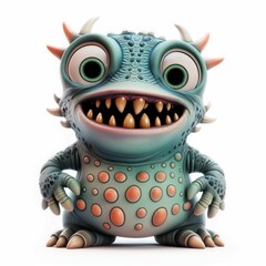 A cute monster with big eyes and horns. Little Devil Blue Smile Character Image Cute Space Creatures Funny Kawaii Halloween Characters - Devil Goblin, Alien Creature