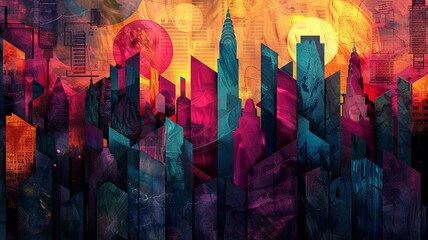 This abstract background melds the intricate patterns of marble with the grandeur of cityscapes, offering a unique, mesmerizing perspective - obrazy, fototapety, plakaty