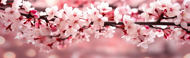 Cherry blossom petals against a pink background, capturing the ephemeral charm of springtime blooms.