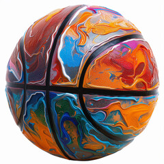 Abstract Colorful Basketball Ball Isolated on White Background. Clipart for sports projects.