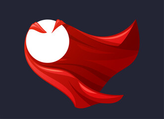Vibrant Scarlet Superhero Cloak Billows Behind White Circular Frame or Badge, Imbued With Power And Mystery - 779841540