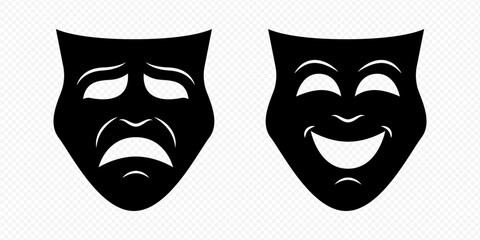 Vector isolated theatre mask icon set