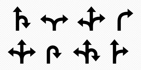 Vector isolated Way direction icon set