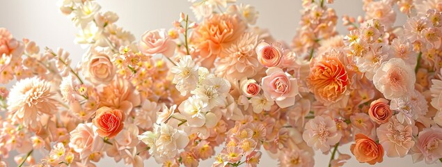 Ornate flowers in a beautiful sequence, which we find on wedding cards and envelopes.