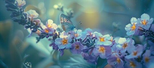 Beautiful flowers whose nectar attracts colorful butterflies and the butterflies sit on those...