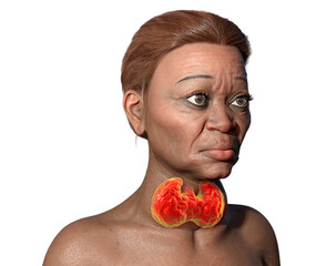 Grave's disease in a woman, 3D illustration