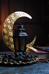 Eid Iftar background Dates with lantern