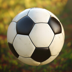 Dirty Soccer Ball Isolated on Outdoor Background. Clipart for sports projects.