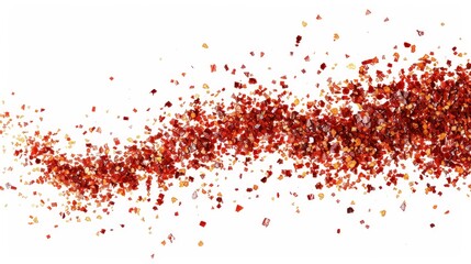 A modern image of ground paprika and chili pepper seasoning. Splashes of hot dried spices isolated on a white background.