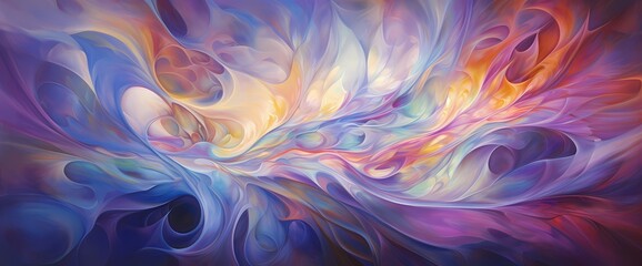 Gleaming tendrils of iridescent light swirling in an endless cosmic ballet, painting the void with kaleidoscopic splendor. - obrazy, fototapety, plakaty