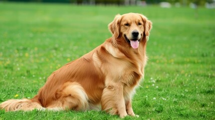 a golden retriever on grass 