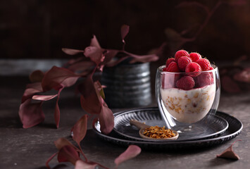 breakfast in a glass granola yogurt and fresh berries