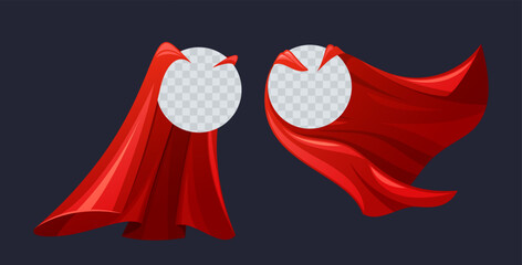 Crimson Superhero Cloak with Round Transparent Frame Billows With Heroic Flair, Cape with Red Hue Igniting Courage - 779845574