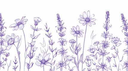 Vector. Seamless pattern floral lavender background