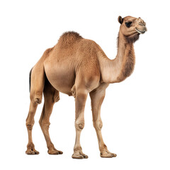 Camel standing isolated on white, transparent cutout