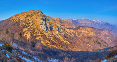 Panorama of Cima Madone and dried up valley, Ticino, Switzerland