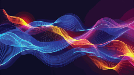 Vector abstract illuminated neon waves flat vector 