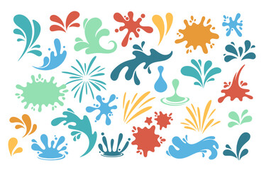 Colorful Splashes And Splashing Forms, Featuring Droplets, Water Drop Shapes, Liquid Burst Splashes, Blots With Drops - 779846359