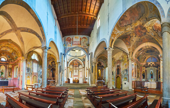 Panoramic hall of San Francesco Church, on March 26 in Locarno, Switzerland