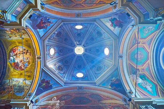 The beautiful dome of Sant'Antonio Church, on March 26 in Locarno, Switzerland