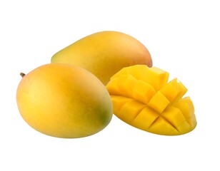 Three peace of mango on a white background