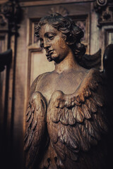 Serene wooden angel