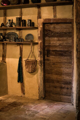Medieval door in castle kitchen