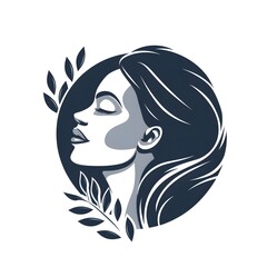 logo illustration of woman with flower, vector