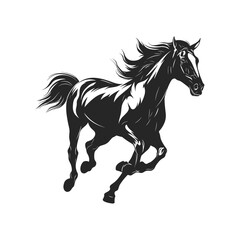 Fototapeta premium silhouette of black running horse vector illustration isolated on white background