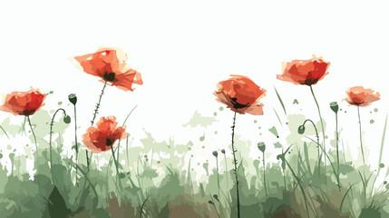 Watercolor style and abstract image of red poppy 