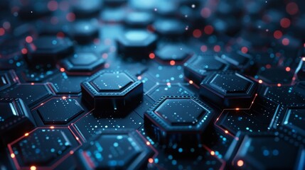 3D rendering of an abstract technological hexagonal background. - obrazy, fototapety, plakaty
