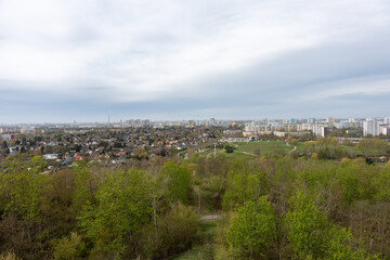 Fototapeta na wymiar Aerial view of the Berlin-Marzahn district from the observation tower. View of Berlin-Marzahn.