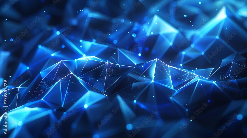 Leinwandbilder background with polygons and triangular cells in bright blue.