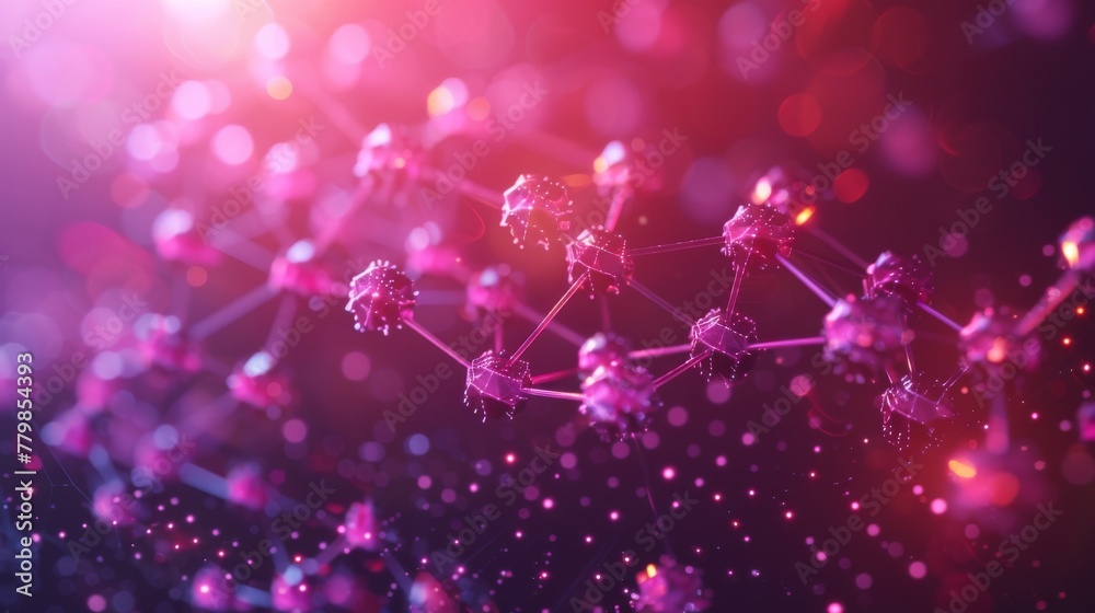 Aufkleber Visualization of big data using polygonal shapes, dots and lines. Molecular technology. Abstract background. Molecule technology with polygonal shapes.