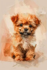 captivating illustration portrays a small, caramel-colored puppy