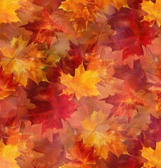 Naklejka na ściany i meble Vibrant Autumn Leaves Background - A beautifully detailed and colorful illustration of fall foliage for seasonal design