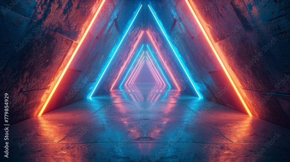 Leinwandbilder this is an image of a modern laser neon led pantone blue light with a glowing line of fluorescent li