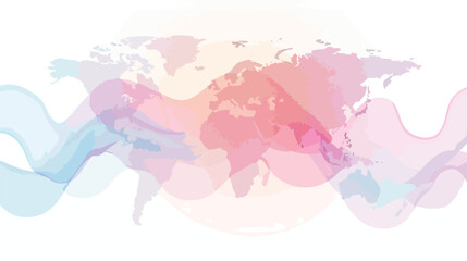 Abstract pastel world map and wave digital background