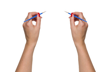 Hands of Artist Draw with a Brush. PNG Design Element.