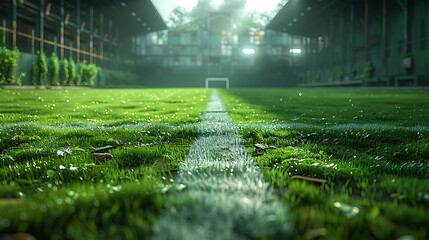 textured soccer game field - center, midfield. Generative Ai