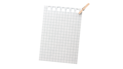 A Piece of Paper with a Clothespin from a Notebook. PNG Design Element. 