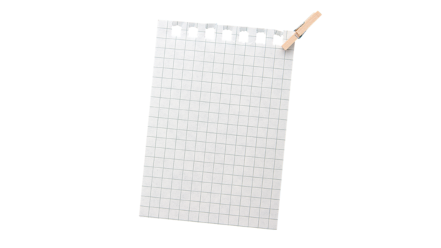 A Piece of Paper with a Clothespin from a Notebook. PNG Design Element. 